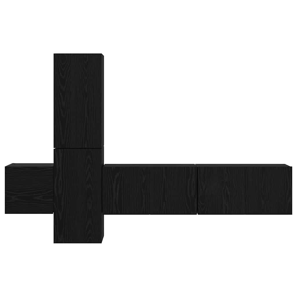 vidaXL Zestaw szafek RTV 5 pcs Czarny Dąb Materiał drewnopochodny