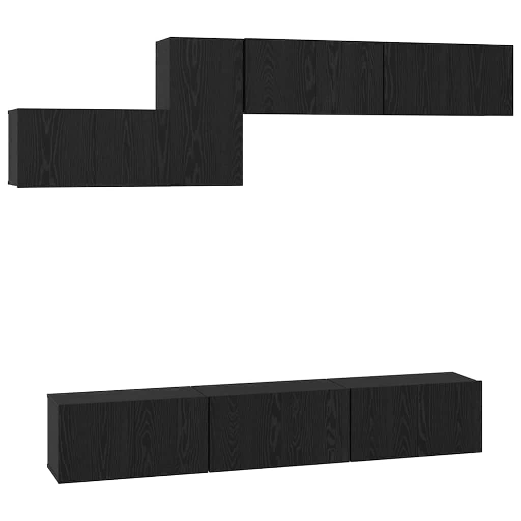 vidaXL Zestaw szafek RTV 7 pcs Czarny Dąb Materiał drewnopochodny