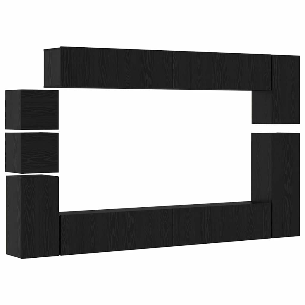 vidaXL Zestaw szafek RTV 9 pcs Czarny Dąb Materiał drewnopochodny