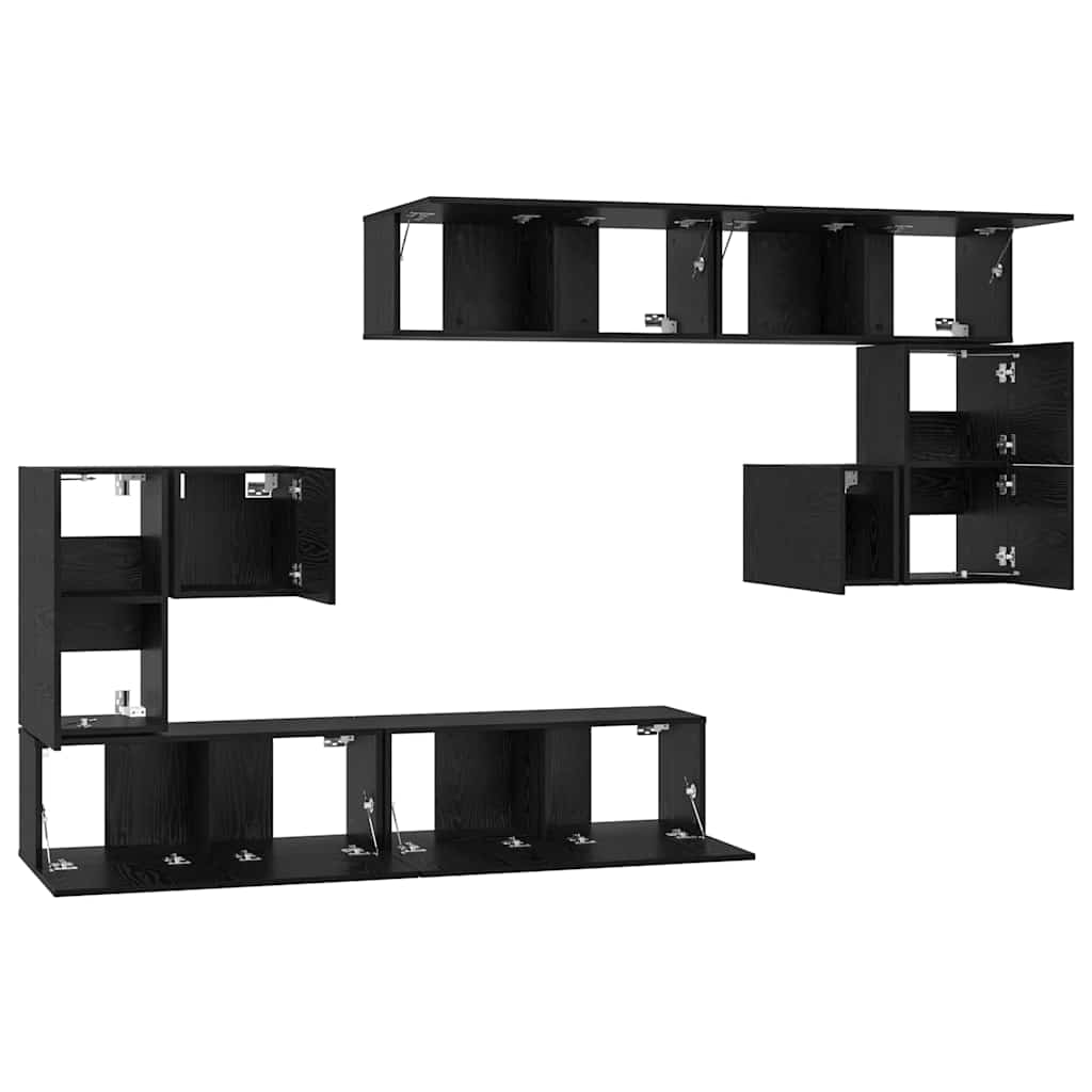 vidaXL Jednostki telewizyjne 4 pcs Czarny Dąb Materiał drewnopochodny