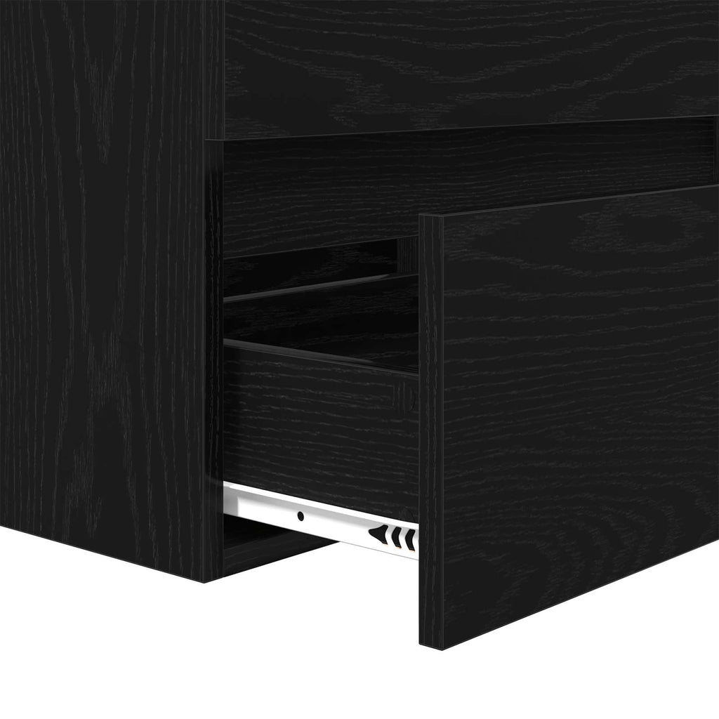 vidaXL Zestaw mebli łazienkowych z szufladą Z lustrem 3 pcs Czarny Dąb