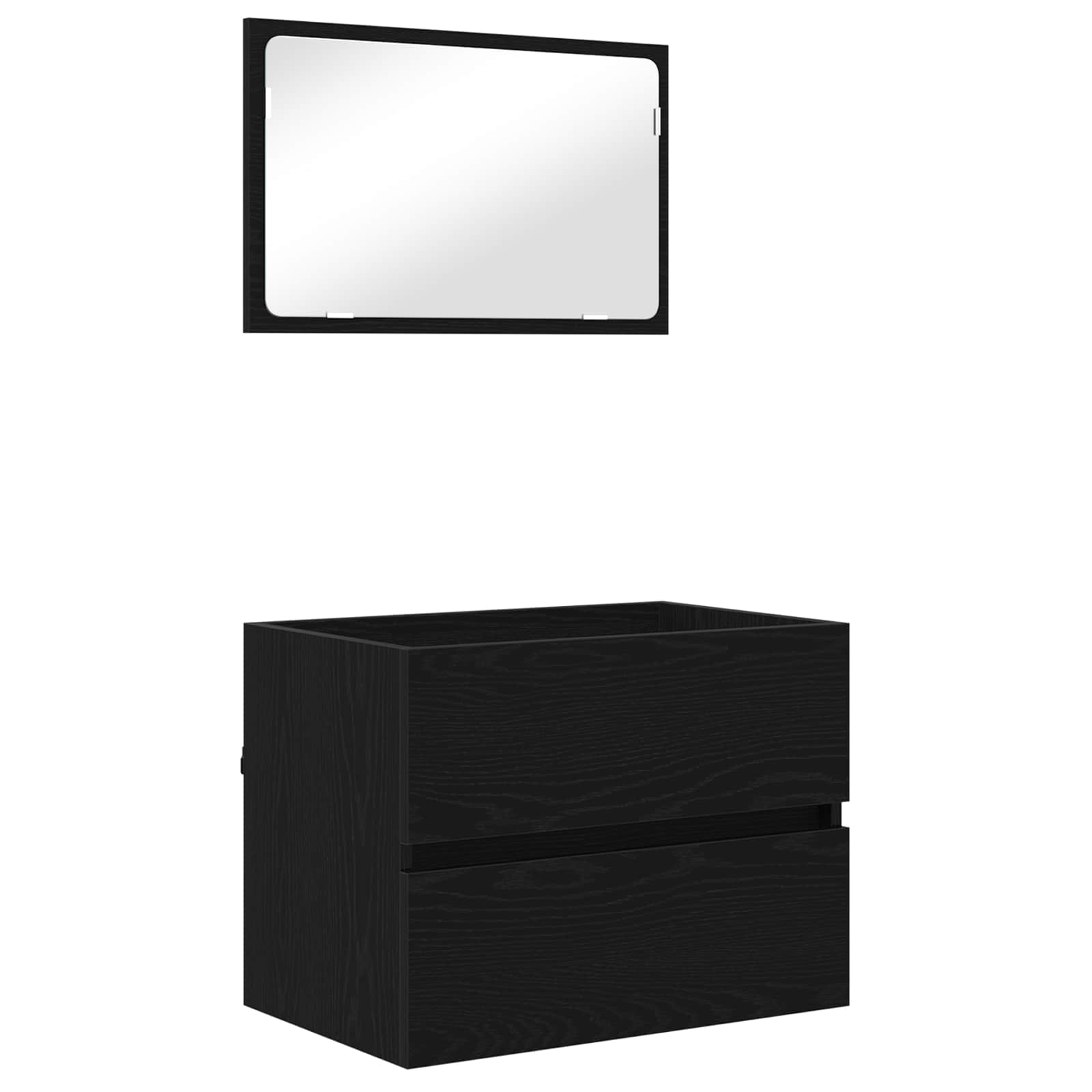 vidaXL Zestaw mebli łazienkowych z szufladą Z lustrem 3 pcs Czarny Dąb