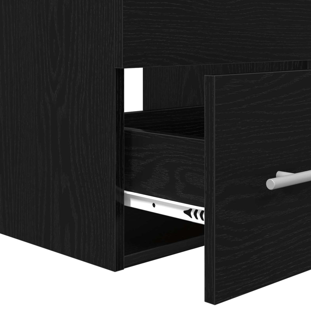 vidaXL Zestaw mebli łazienkowych z szufladą Z lustrem 2 pcs Czarny Dąb