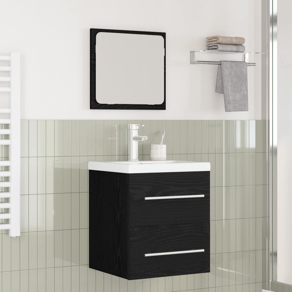 vidaXL Zestaw mebli łazienkowych z szufladą Z lustrem 2 pcs Czarny Dąb