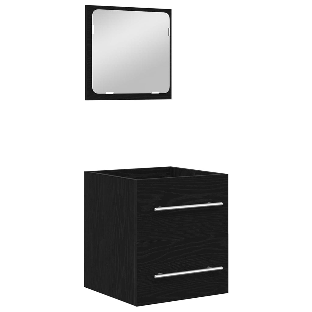 vidaXL Zestaw mebli łazienkowych z szufladą Z lustrem 2 pcs Czarny Dąb