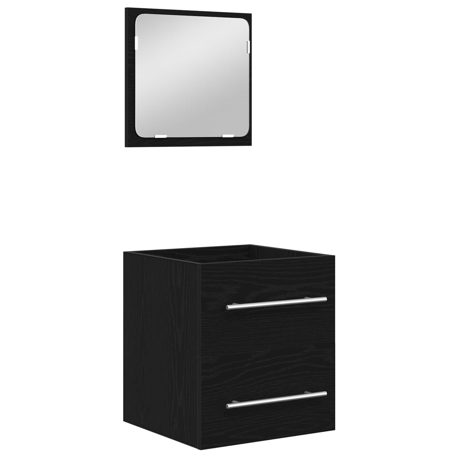 vidaXL Zestaw mebli łazienkowych z szufladą Z lustrem 2 pcs Czarny Dąb