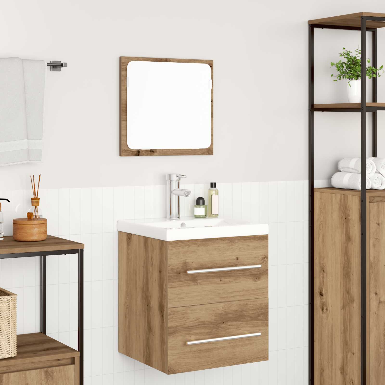 vidaXL Zestaw mebli łazienkowych z szufladą 2 pcs Dąb rzemieślniczy