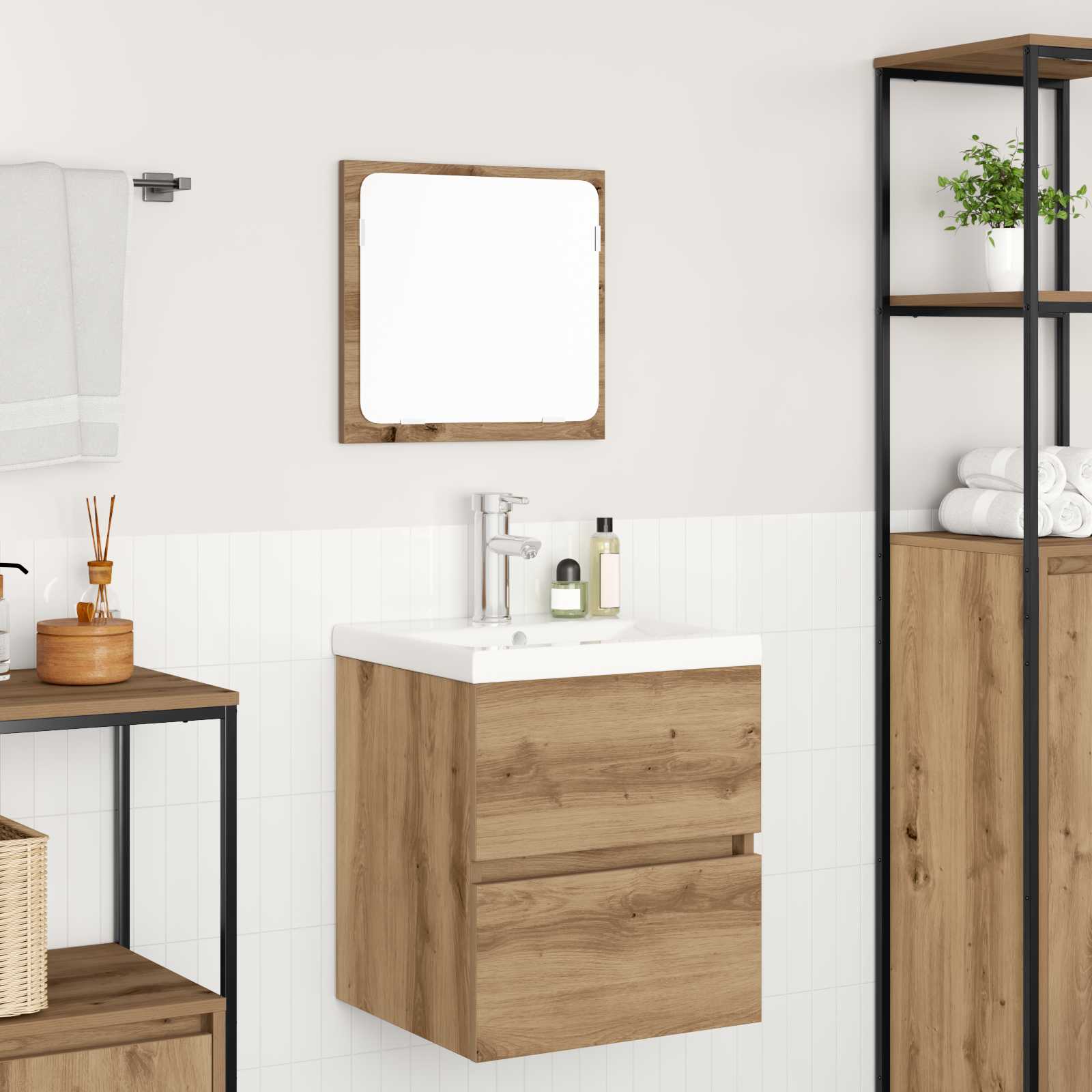 vidaXL Zestaw mebli łazienkowych 2 pcs Dąb rzemieślniczy i biały