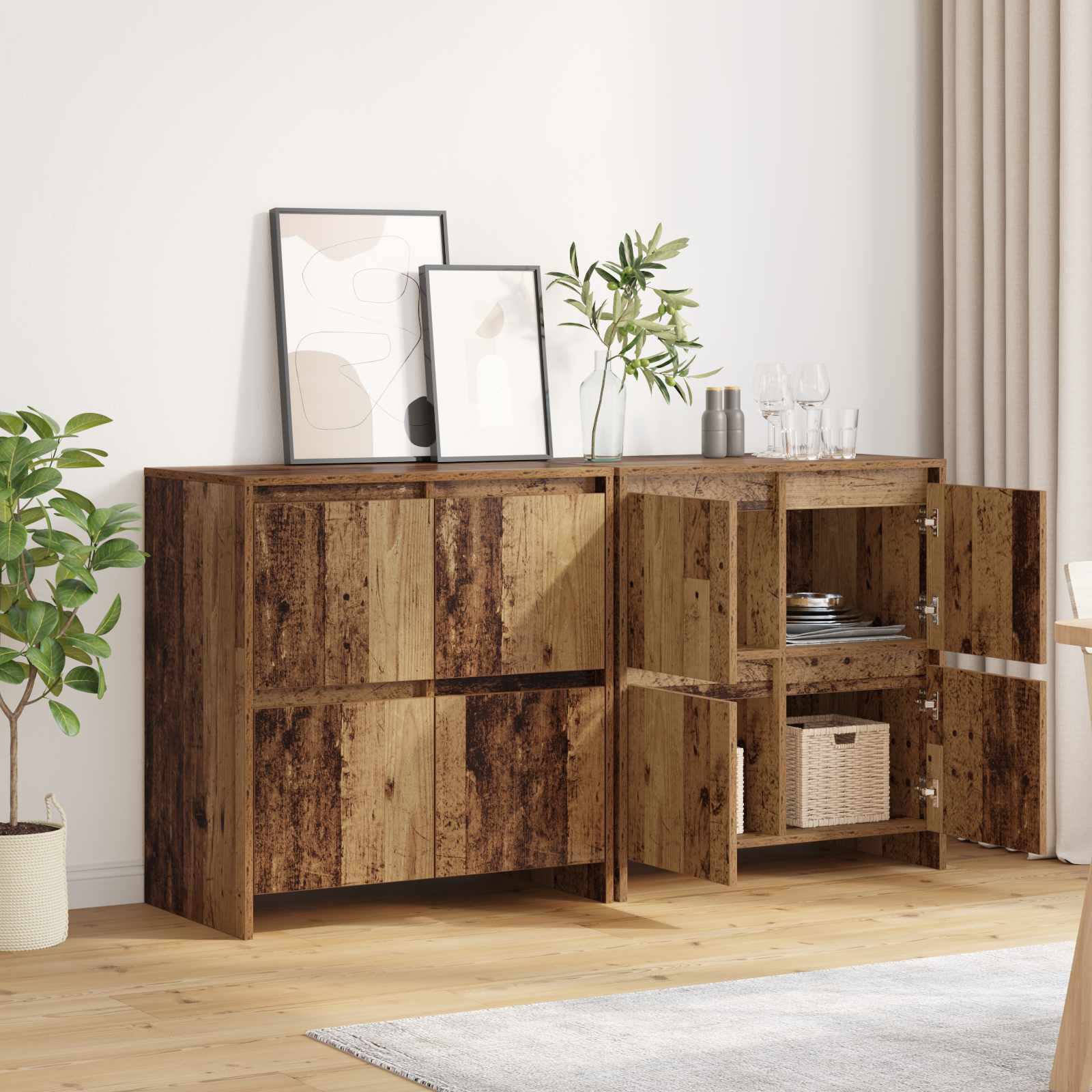 vidaXL Komody 2 pcs Stare drewno 70 x 41 x 75 cm