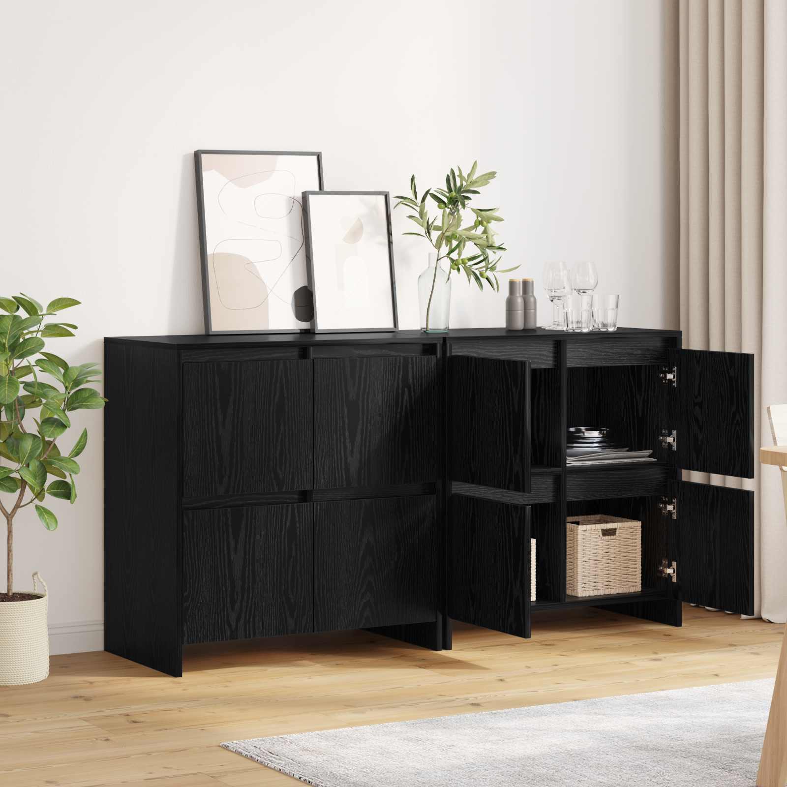 vidaXL Komody 2 pcs Czarny dąb 70 x 41 x 75 cm Materiał drewnopochodny
