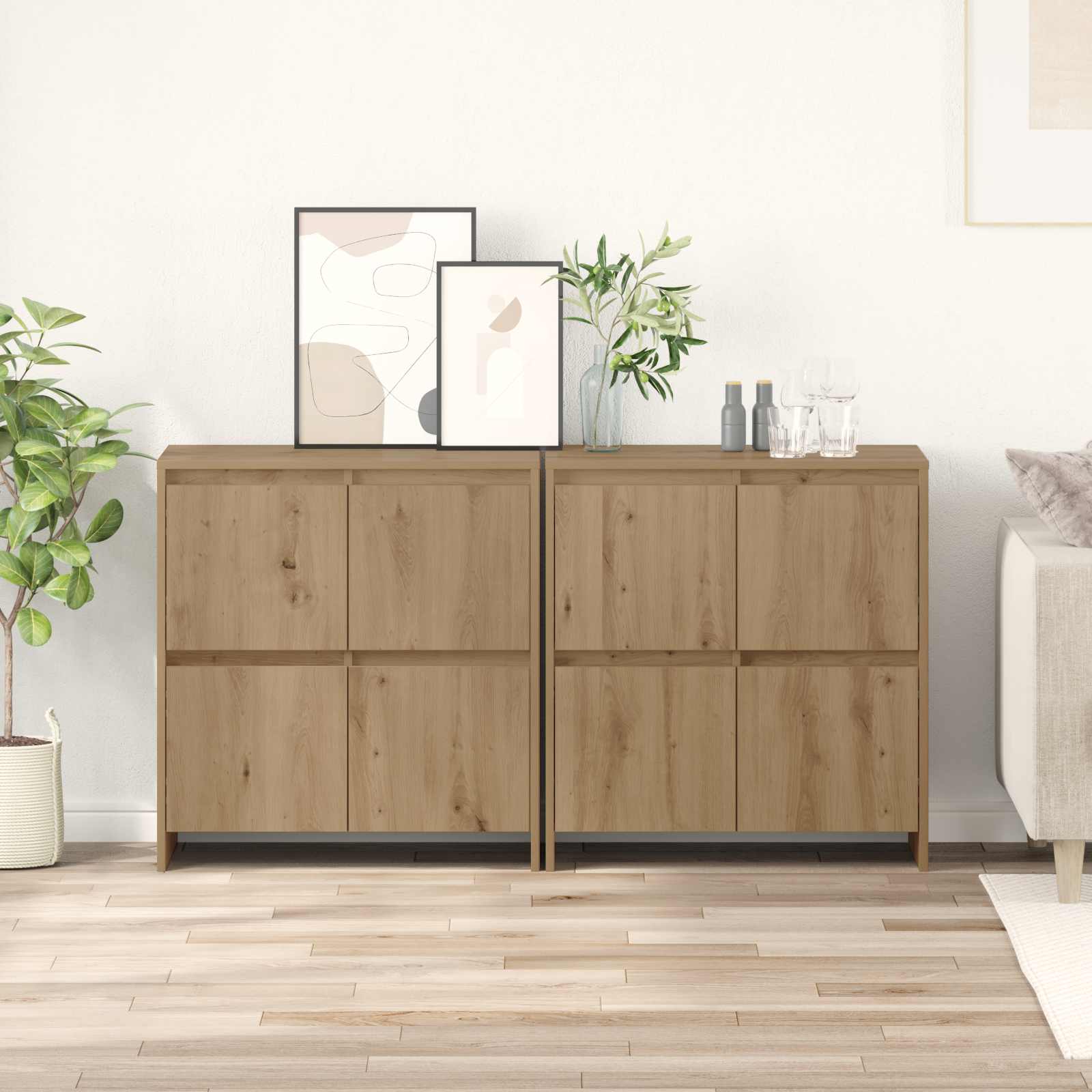 vidaXL Komody 2 pcs dąb artisan 70 x 41 x 75 cm