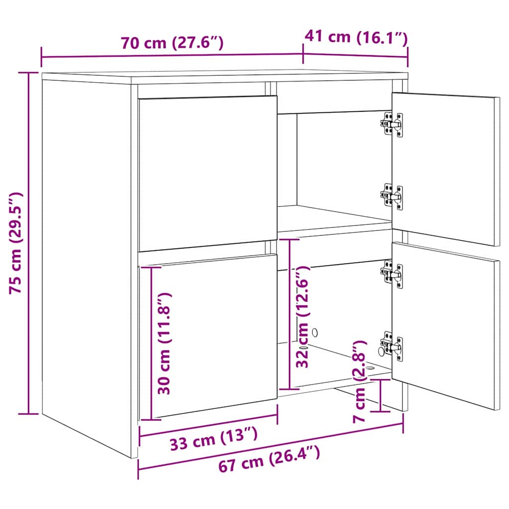 vidaXL Komody 2 pcs dąb artisan 70 x 41 x 75 cm