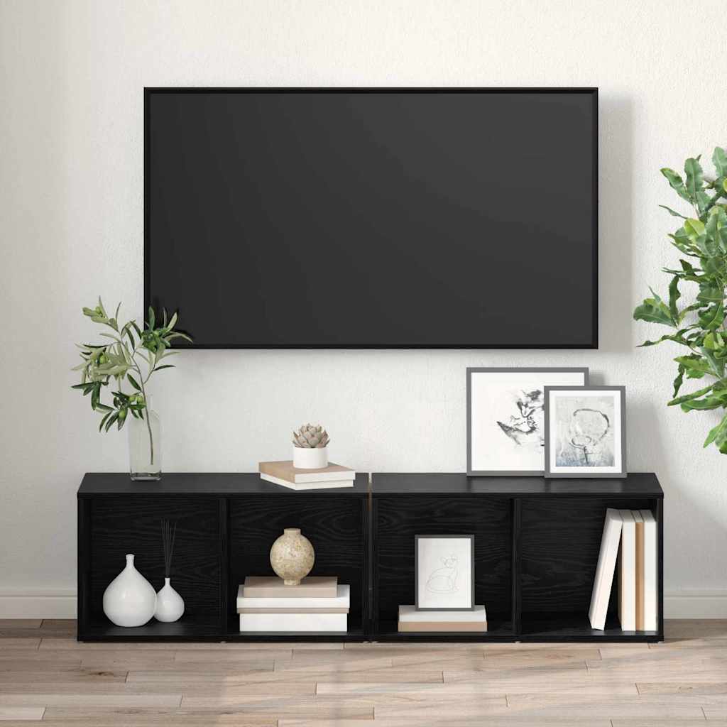vidaXL Zestaw szafek RTV 2 pcs Czarny Dąb 37 x 35 x 72 cm