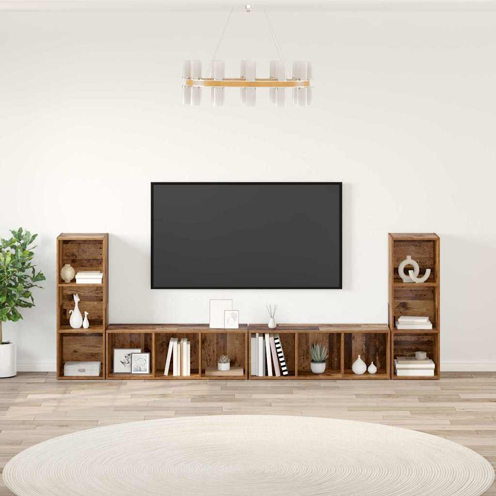 vidaXL Zestaw szafek RTV 4 pcs Stare drewno 37 x 35 x 107 cm