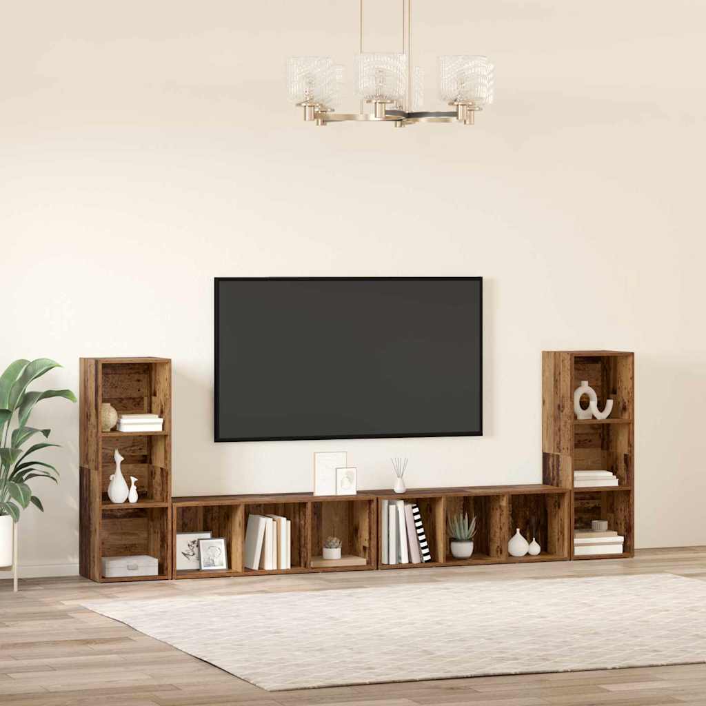 vidaXL Zestaw szafek RTV 4 pcs Stare drewno 37 x 35 x 107 cm