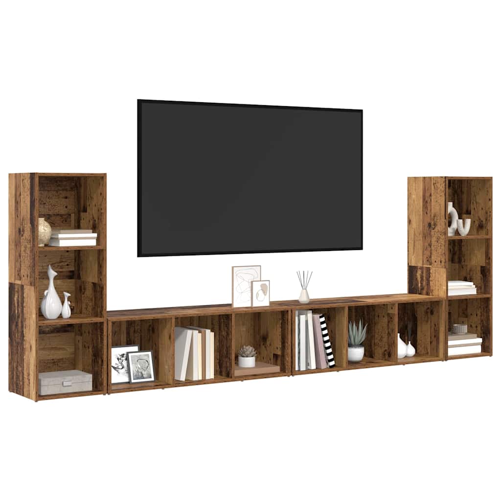 vidaXL Zestaw szafek RTV 4 pcs Stare drewno 37 x 35 x 107 cm