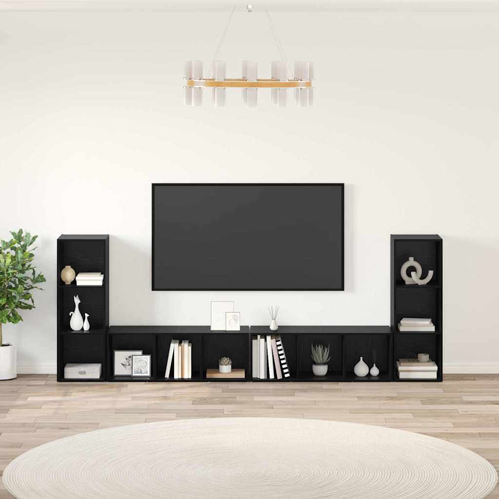 vidaXL Zestaw szafek RTV 4 pcs Czarny Dąb 37 x 35 x 107 cm
