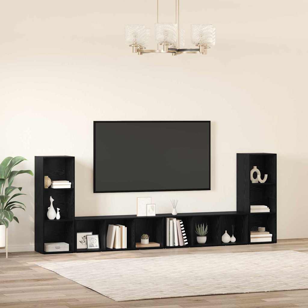 vidaXL Zestaw szafek RTV 4 pcs Czarny Dąb 37 x 35 x 107 cm