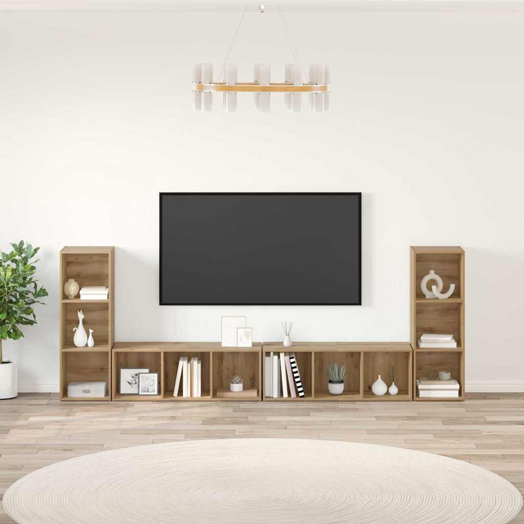 vidaXL Zestaw szafek RTV 4 pcs Dąb rzemieślniczy 37 x 35 x 107 cm