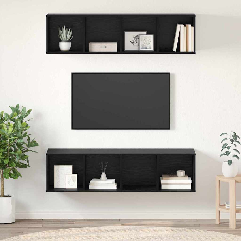 vidaXL Zestaw szafek RTV 2 pcs Czarny Dąb 37 x 37 x 142,5 cm