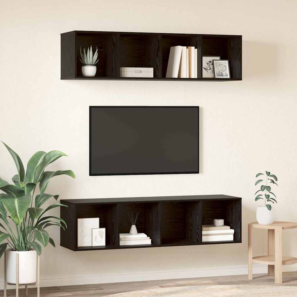 vidaXL Zestaw szafek RTV 2 pcs Czarny Dąb 37 x 37 x 142,5 cm
