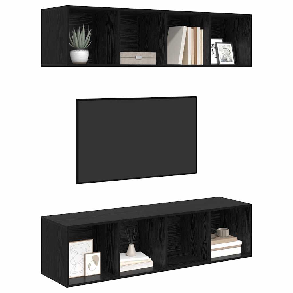 vidaXL Zestaw szafek RTV 2 pcs Czarny Dąb 37 x 37 x 142,5 cm