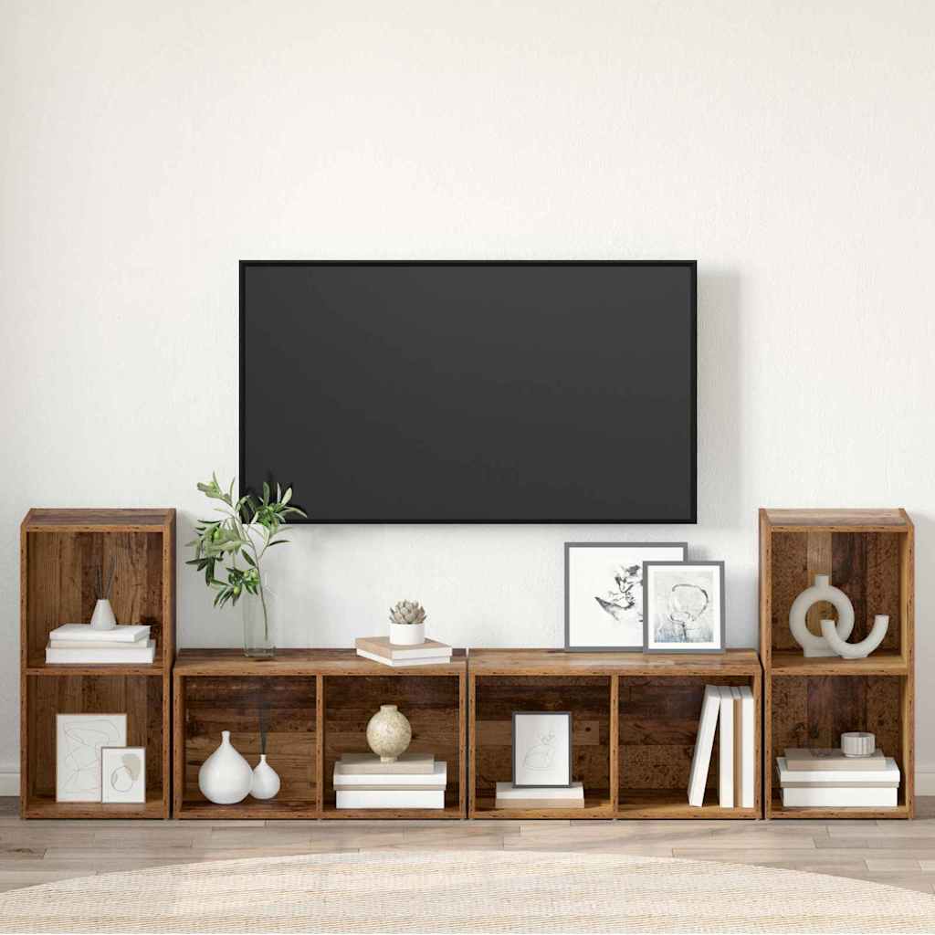 vidaXL Zestaw szafek RTV 4 pcs Stare drewno 37 x 37 x 72 cm