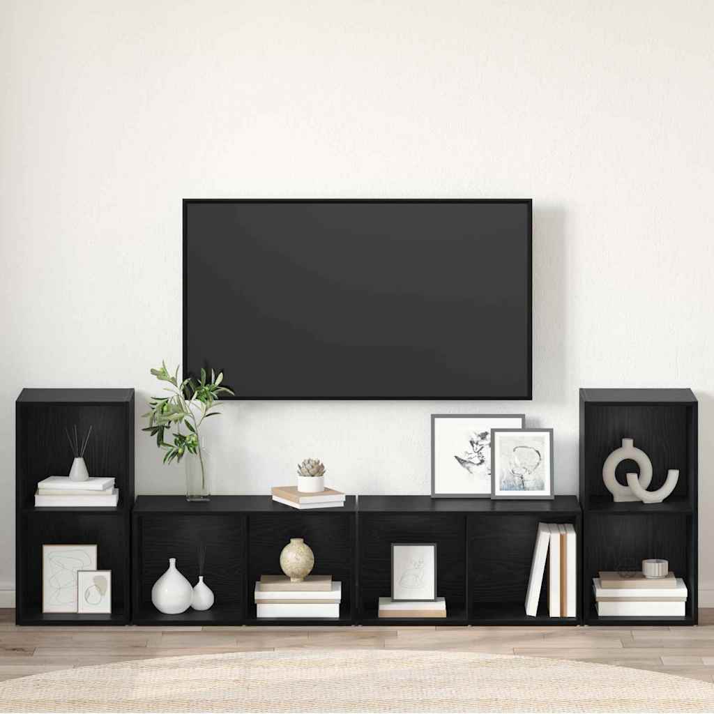 vidaXL Zestaw szafek RTV 4 pcs Czarny Dąb 37 x 37 x 72 cm