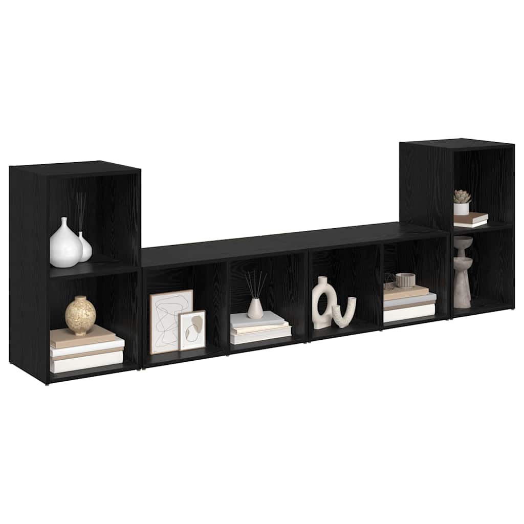 vidaXL Zestaw szafek RTV 4 pcs Czarny Dąb 37 x 37 x 72 cm