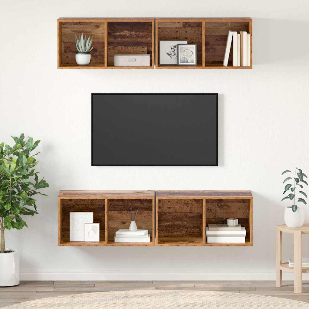 vidaXL Zestaw szafek RTV 4 pcs Stare drewno 37 x 37 x 72 cm