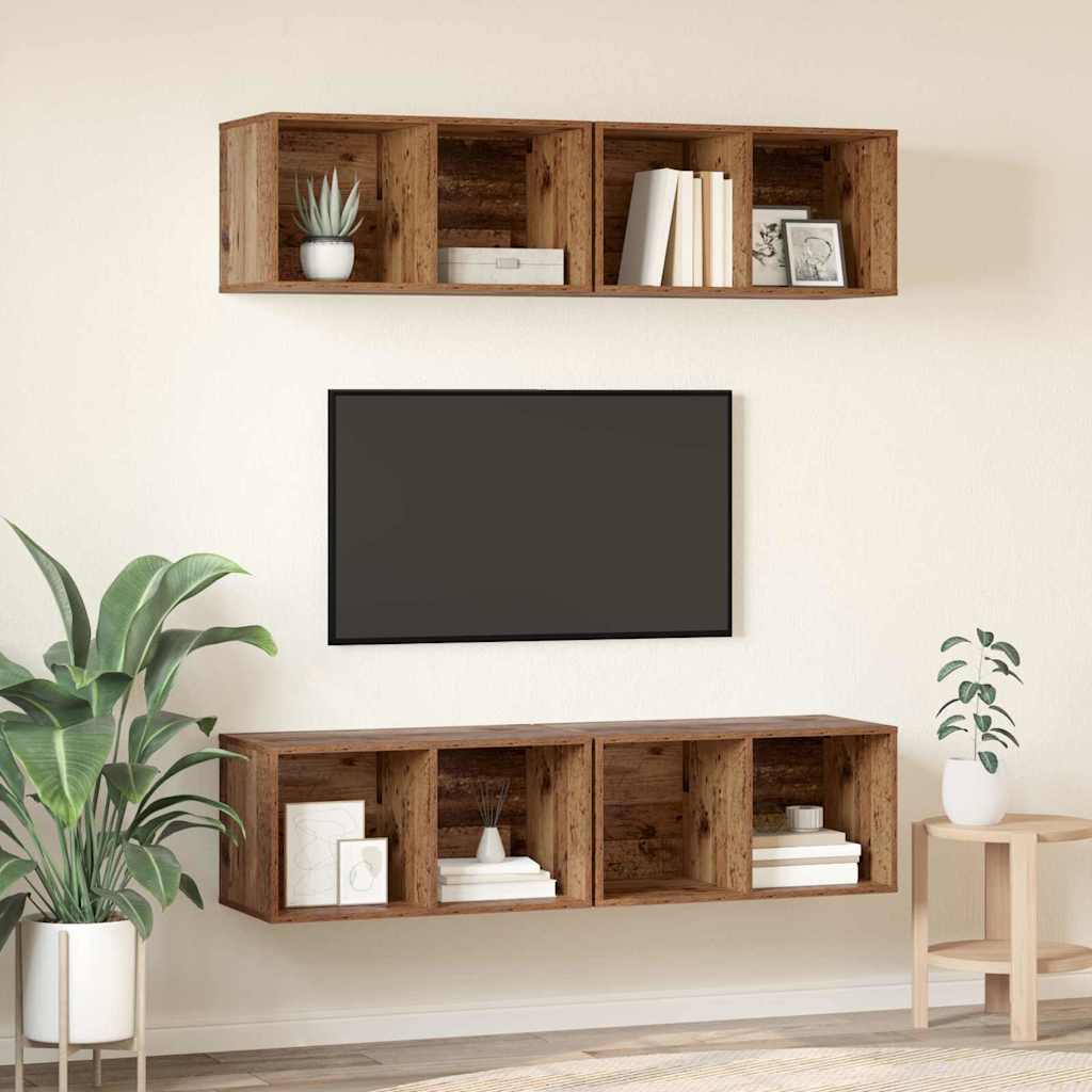 vidaXL Zestaw szafek RTV 4 pcs Stare drewno 37 x 37 x 72 cm