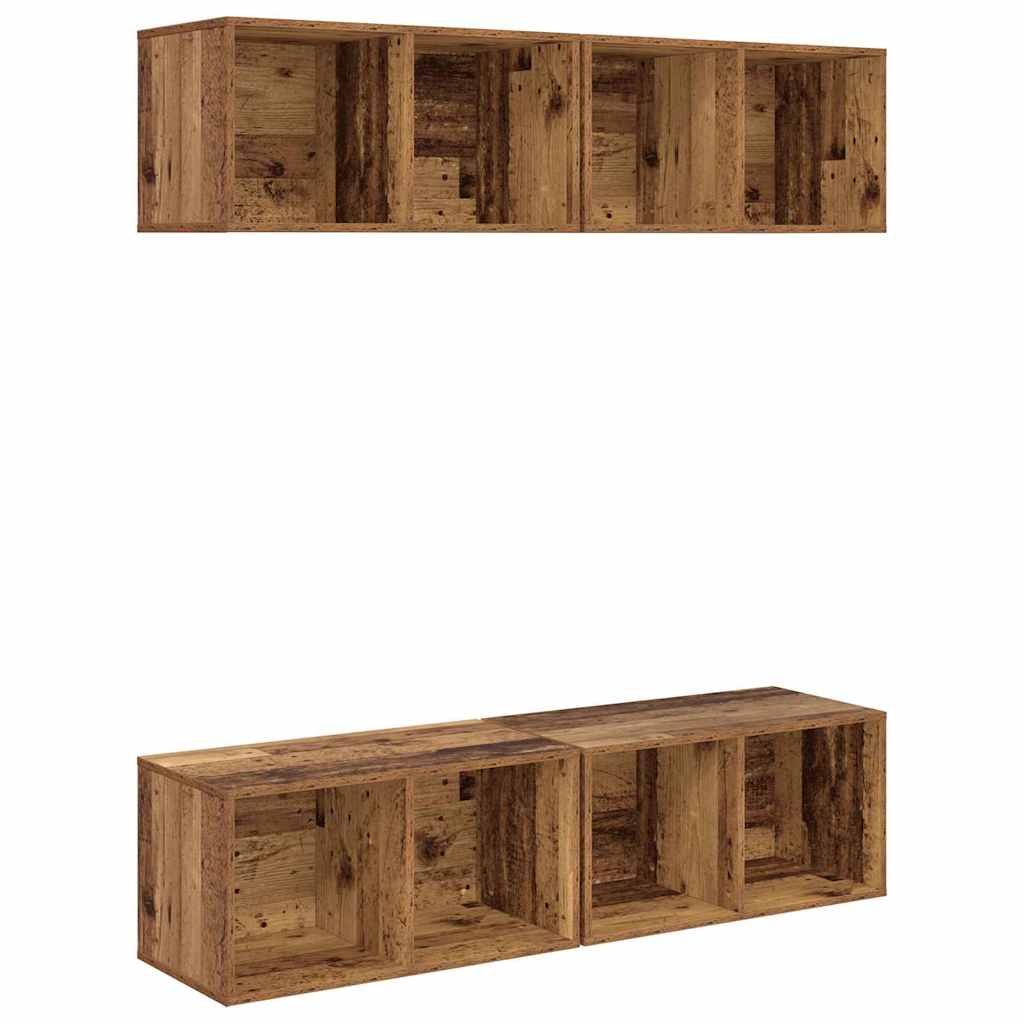 vidaXL Zestaw szafek RTV 4 pcs Stare drewno 37 x 37 x 72 cm