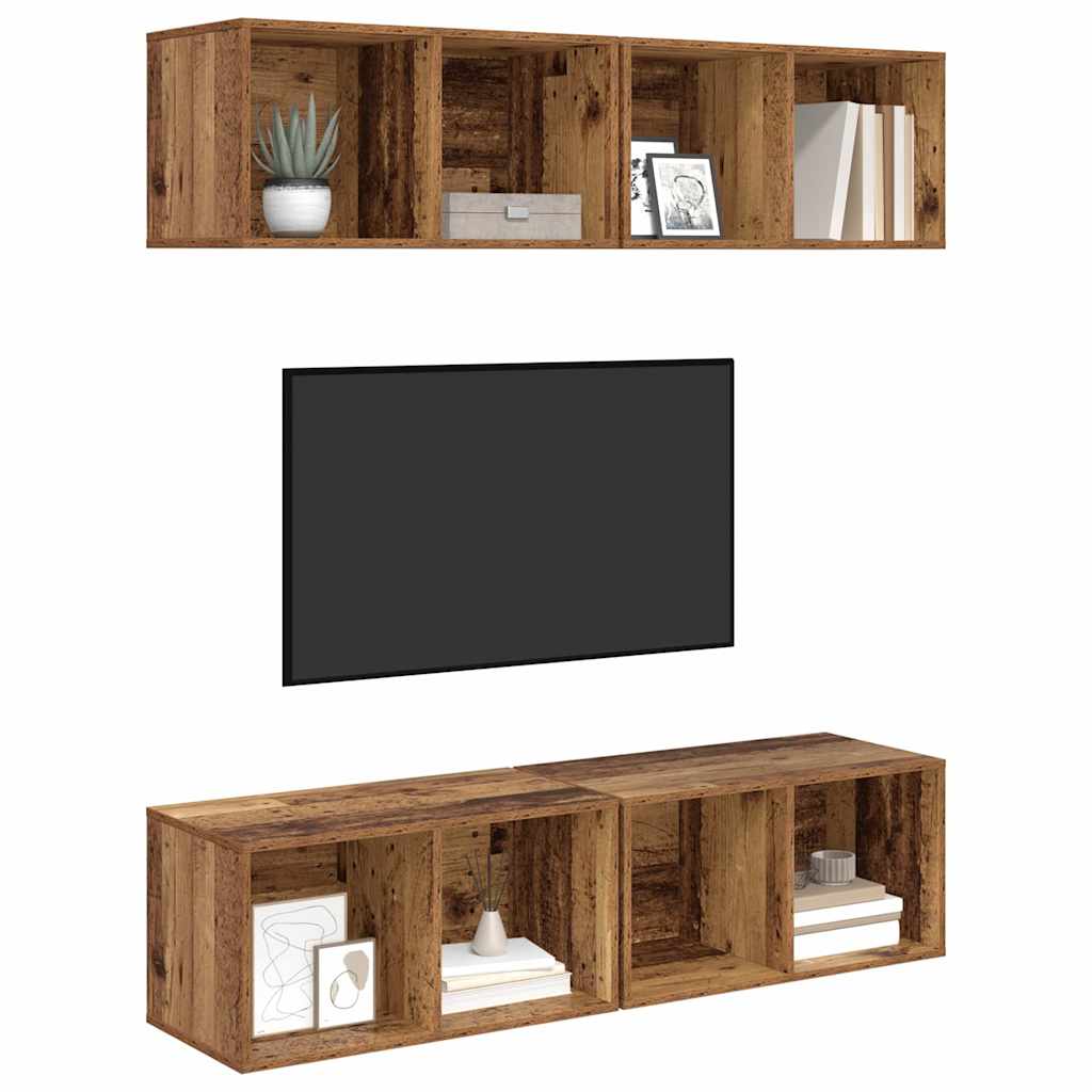 vidaXL Zestaw szafek RTV 4 pcs Stare drewno 37 x 37 x 72 cm