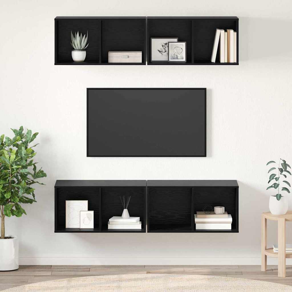vidaXL Zestaw szafek RTV 4 pcs Czarny Dąb 37 x 37 x 72 cm
