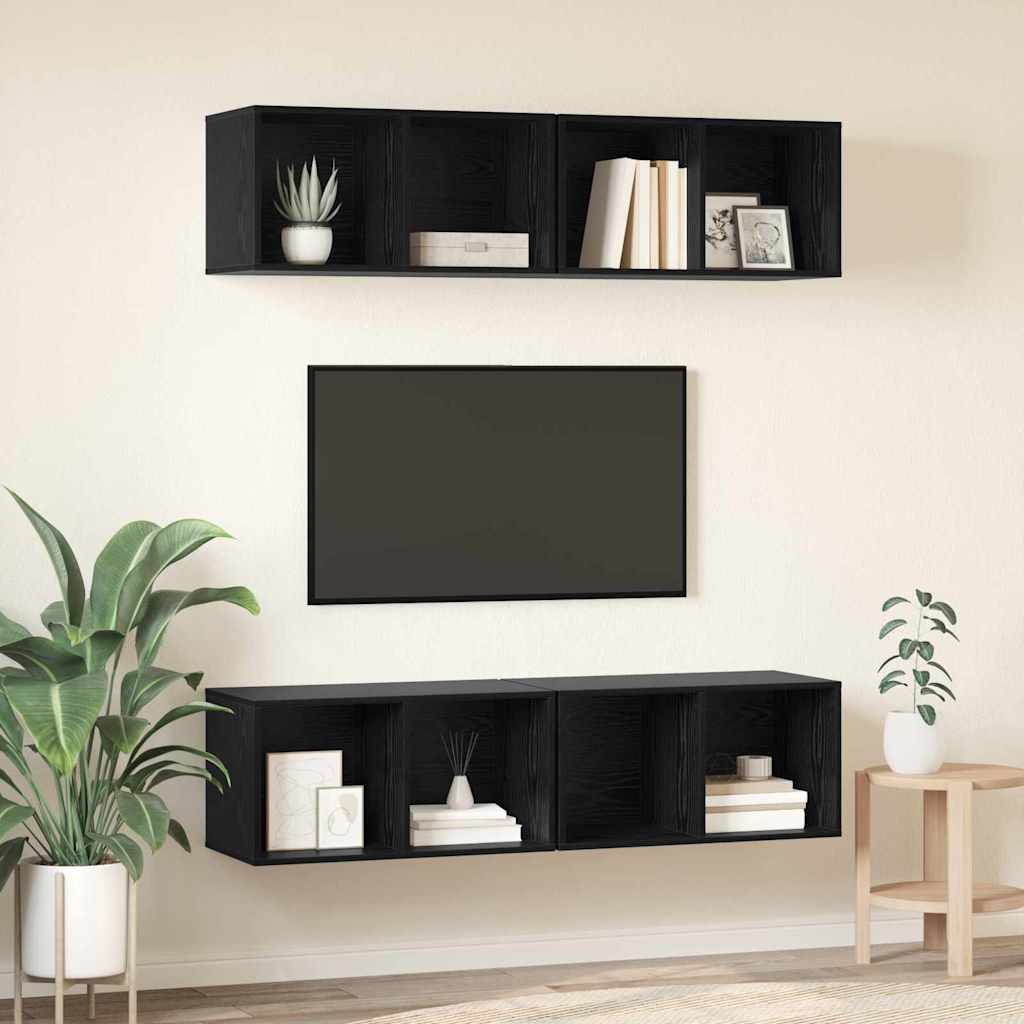 vidaXL Zestaw szafek RTV 4 pcs Czarny Dąb 37 x 37 x 72 cm