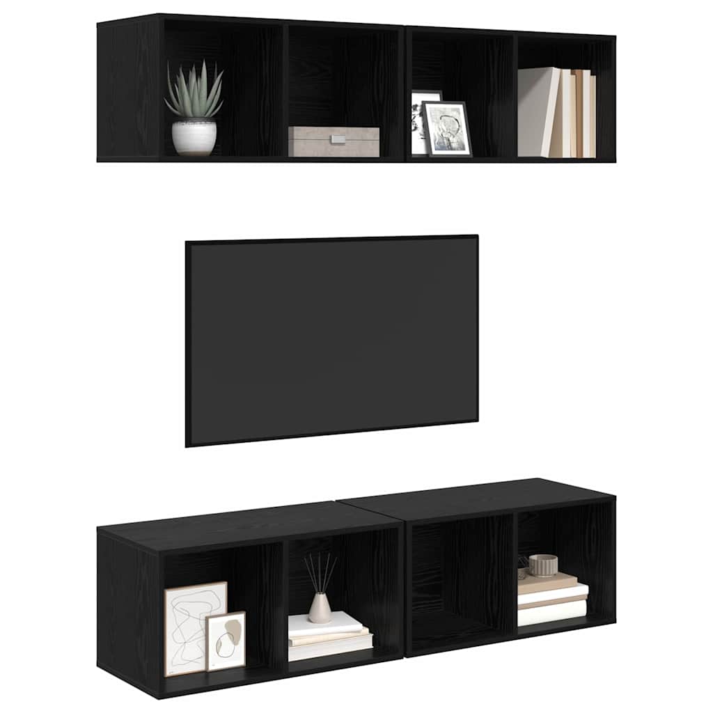 vidaXL Zestaw szafek RTV 4 pcs Czarny Dąb 37 x 37 x 72 cm