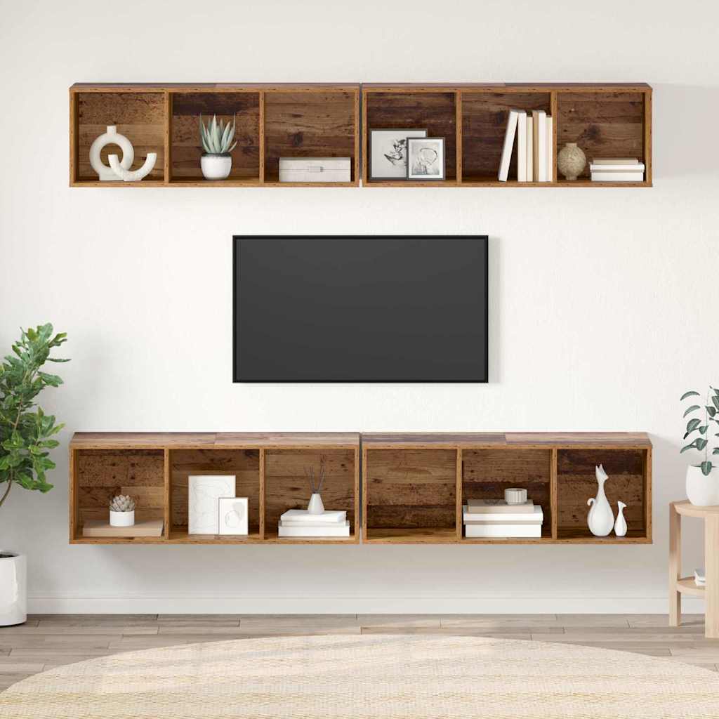 vidaXL Zestaw szafek RTV 4 pcs Stare drewno 37 x 37 x 107 cm