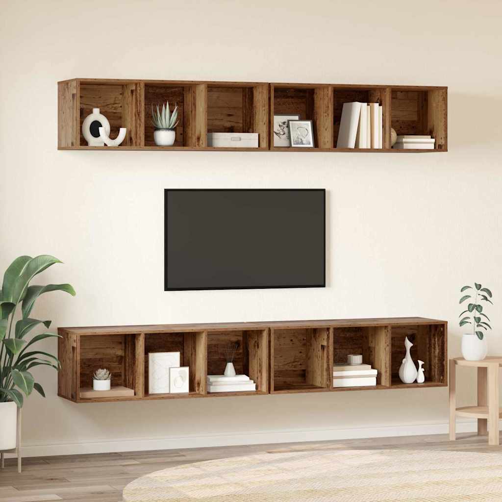 vidaXL Zestaw szafek RTV 4 pcs Stare drewno 37 x 37 x 107 cm