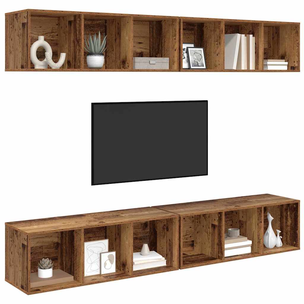vidaXL Zestaw szafek RTV 4 pcs Stare drewno 37 x 37 x 107 cm