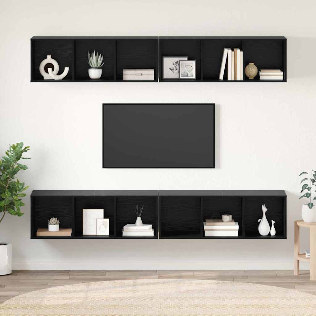vidaXL Zestaw szafek RTV 4 pcs Czarny Dąb 37 x 37 x 107 cm