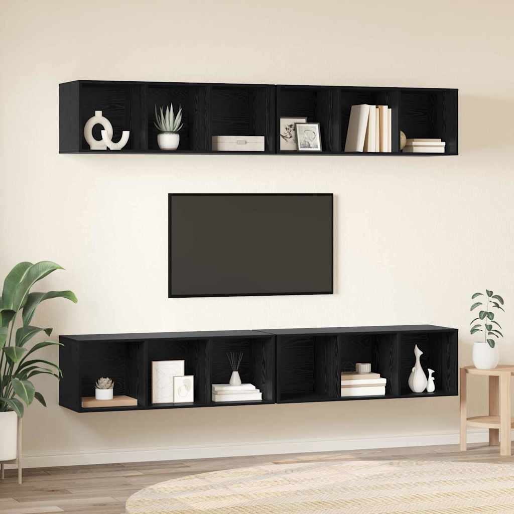 vidaXL Zestaw szafek RTV 4 pcs Czarny Dąb 37 x 37 x 107 cm