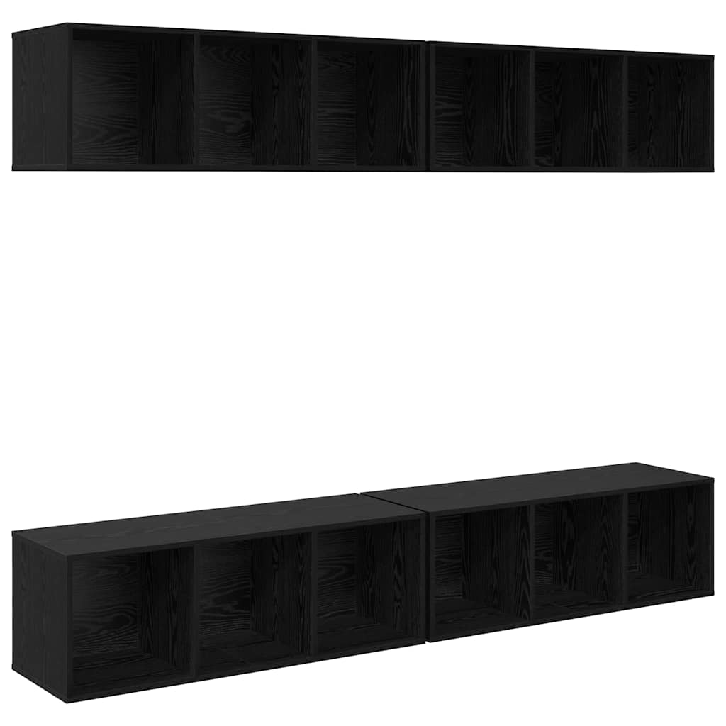 vidaXL Zestaw szafek RTV 4 pcs Czarny Dąb 37 x 37 x 107 cm
