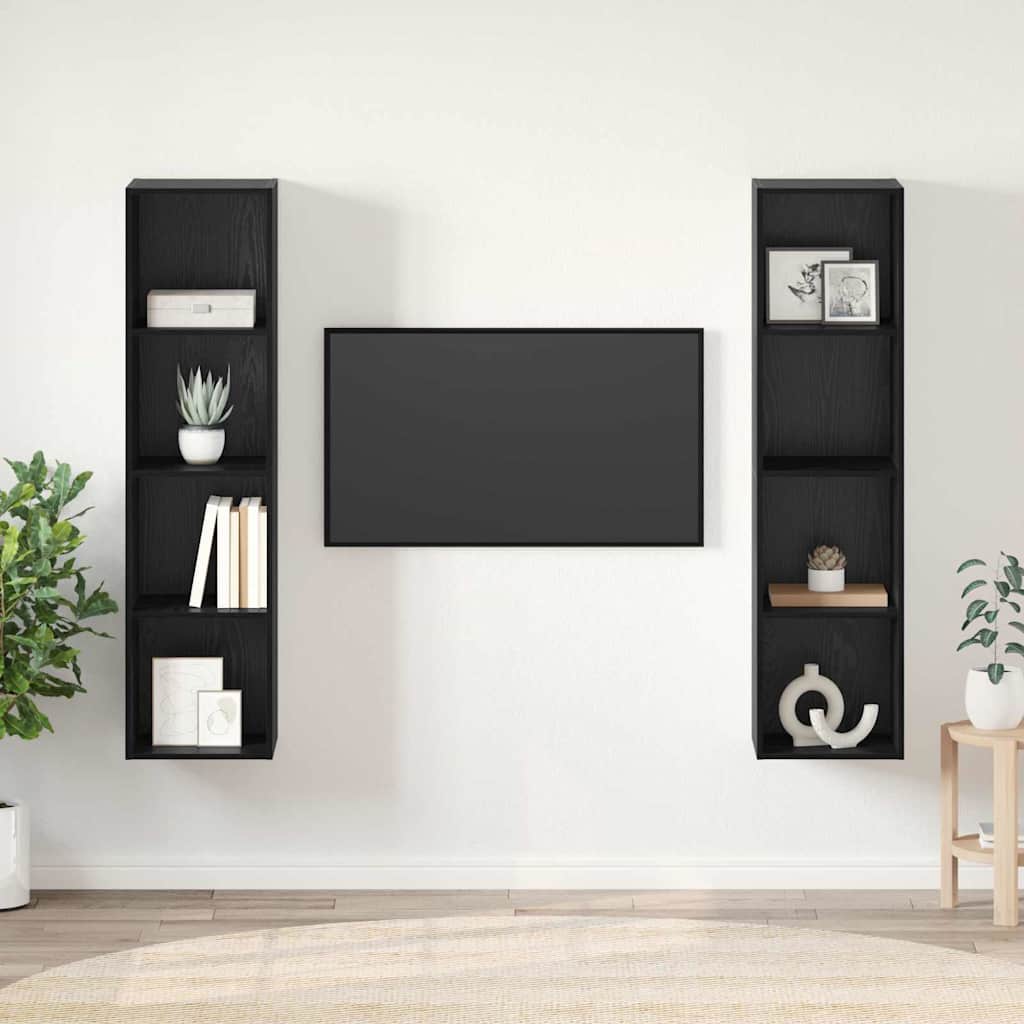 vidaXL Zestaw szafek RTV 2 pcs Czarny 37 x 37 x 142,5 cm