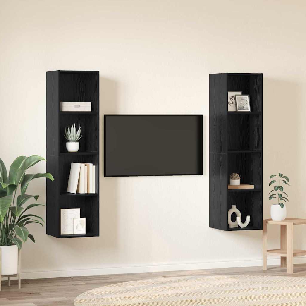 vidaXL Zestaw szafek RTV 2 pcs Czarny 37 x 37 x 142,5 cm