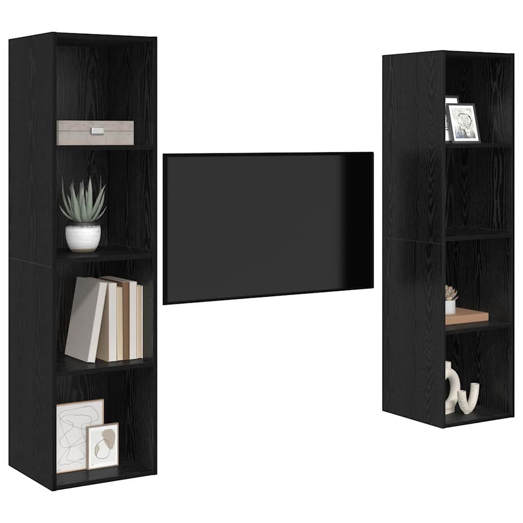 vidaXL Zestaw szafek RTV 2 pcs Czarny 37 x 37 x 142,5 cm
