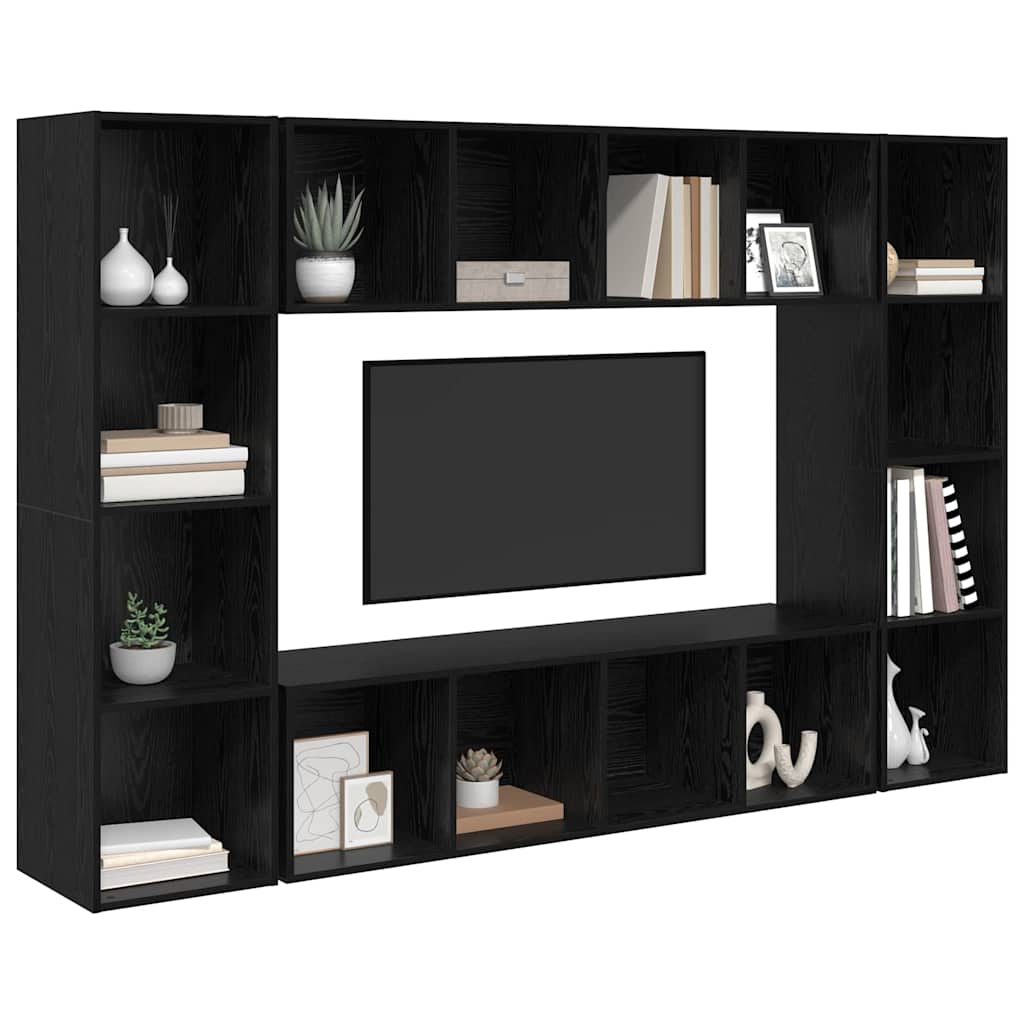 vidaXL Zestaw szafek RTV 4 pcs Czarny 37 x 37 x 142,5 cm