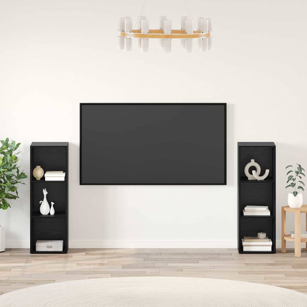 vidaXL Zestaw szafek RTV 2 pcs Czarny Dąb 107 x 35 x 37 cm