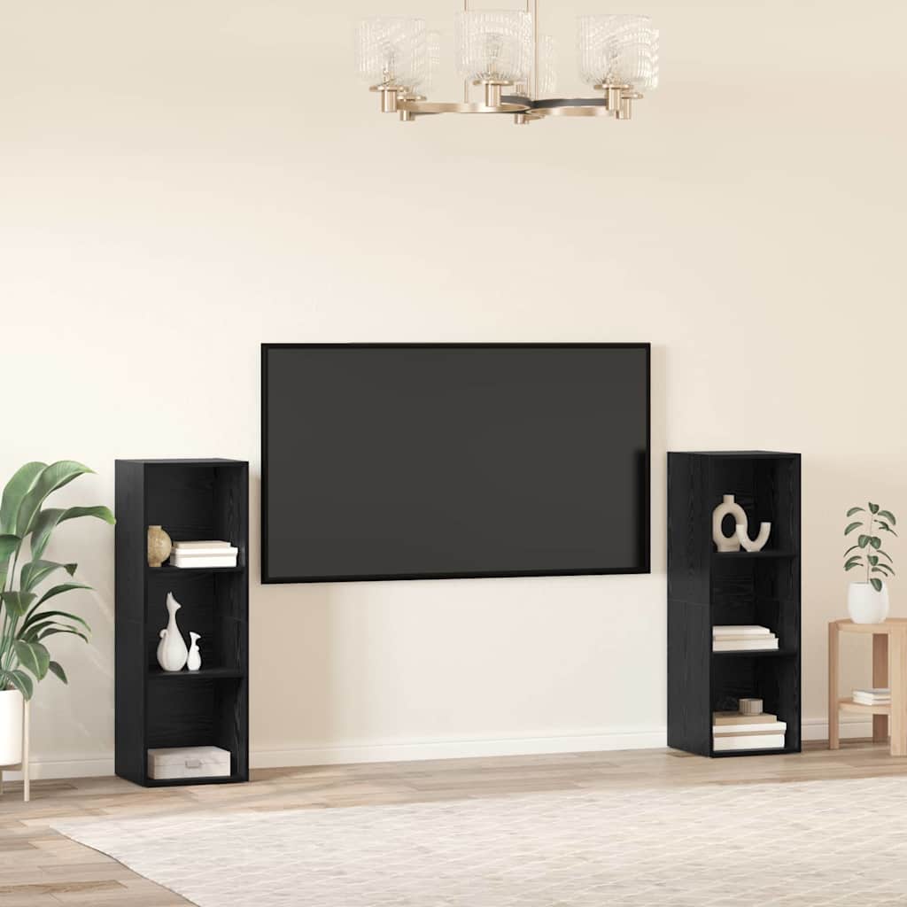 vidaXL Zestaw szafek RTV 2 pcs Czarny Dąb 107 x 35 x 37 cm