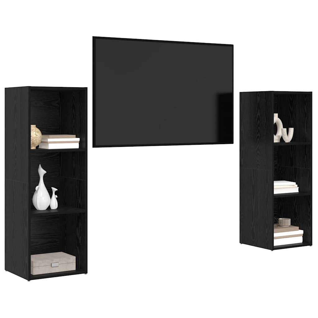 vidaXL Zestaw szafek RTV 2 pcs Czarny Dąb 107 x 35 x 37 cm