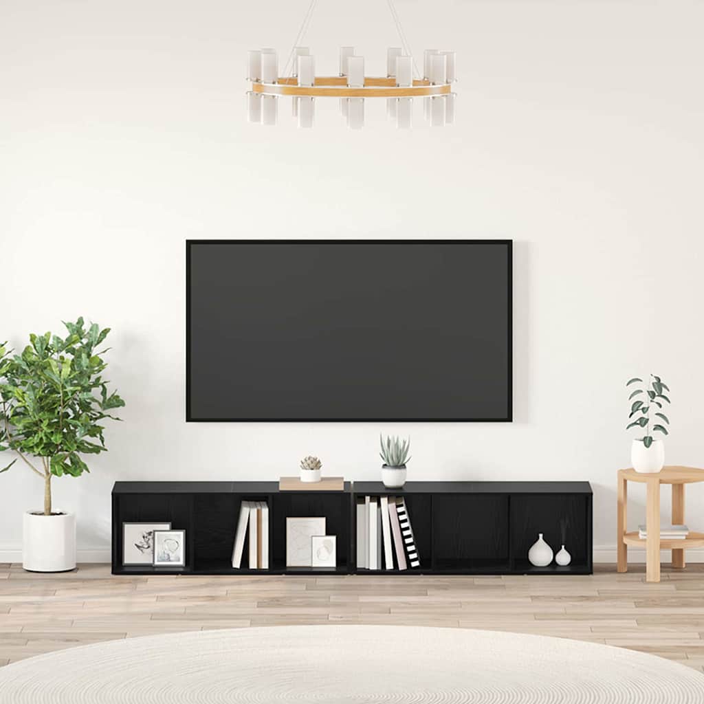vidaXL Zestaw szafek RTV 2 pcs Czarny Dąb 37 x 35 x 107cm